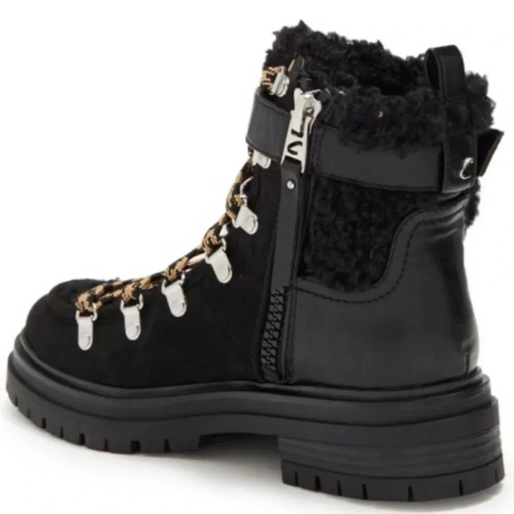 New Circus by Sam Edelman Gretchen Shearling Hiker Boot 6M Black lace up Sherpa - Picture 2 of 13